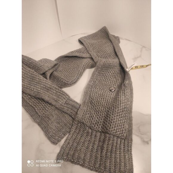 Calvin Klein Long Knit Pocket Scarf 100” Gray Thick Winter Wrap Acrylic - Picture 9 of 12